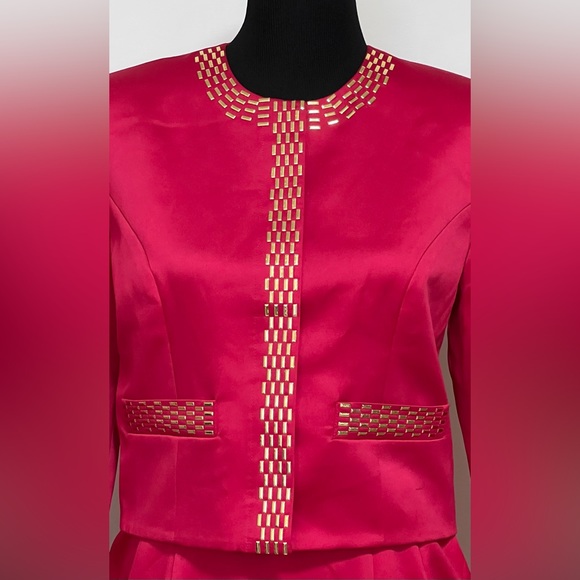 Vintage Red & Gold Formal Skirt Suit Set by Opalis - Picture 9 of 15